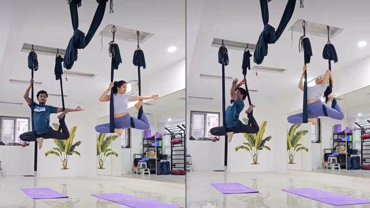 Aerial Yoga | హైదరాబాద్ నగరంలో సరికొత్త ఫిట్ నెస్ ట్రెండ్.. ఏరియల్ యోగా..