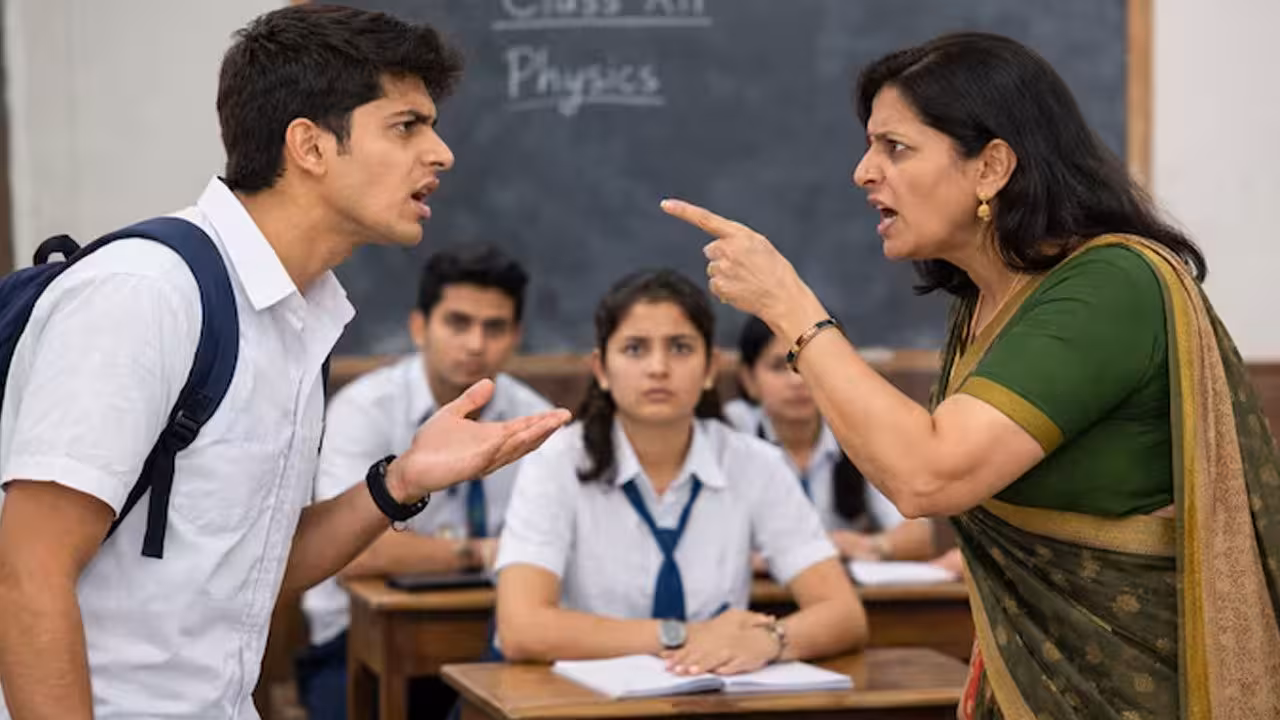 Student Slaps Teacher | ఆలస్యంగా ఎందుకొచ్చావని ప్రశ్నించినందుకు.. ఉపాధ్యాయురాలి చెంప చెళ్లుమనిపించాడు..