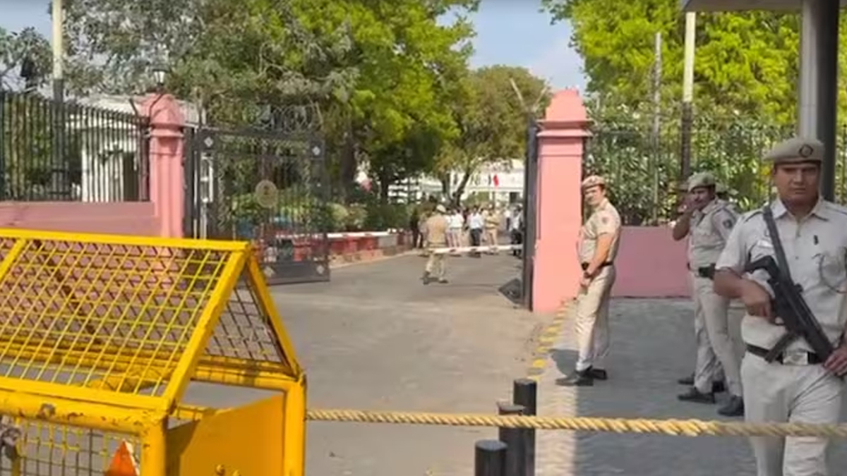Major Security Breach at Delhi Assembly Masked Man Rams Car Through Gate Throws Ink at Speaker Vehicle