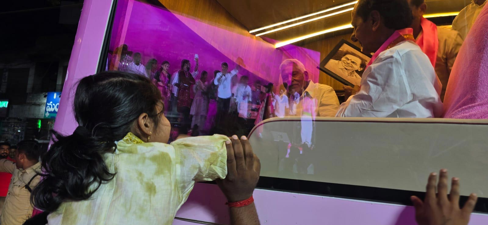 KCR Stops Convoy for a Little Fan in Jagtial Showers Affection on Girl Holding His Portrait