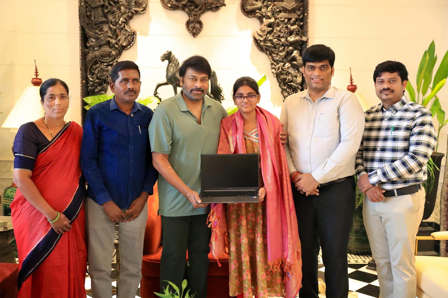 Megastar Chiranjeevi Felicitates TG EAPCET 2026 Topper M Rushi