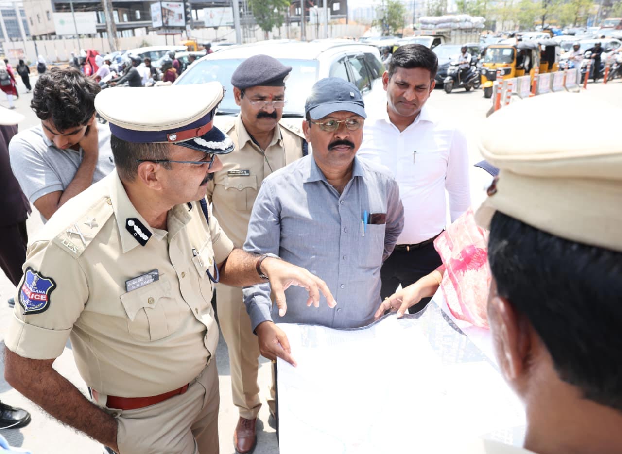 Cyberabad CP Inspects Gachibowli IIIT Junction Flyover Works
