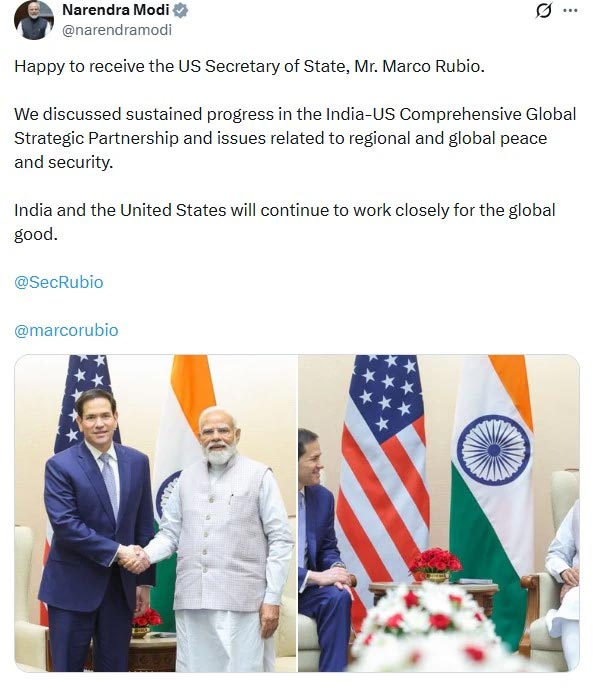 PM Modi Invited to White House Holds Key Talks with US Sec of State Marco Rubio