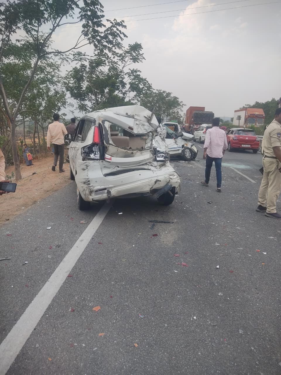 Massive Pile-Up in Nizamabad Lorry Tyre Burst Causes 10-Vehicle Crash on NH-44